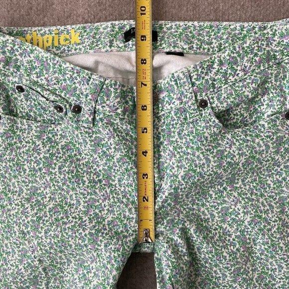 J Crew Jeans Womens 24 Green Purple Floral Toothpick Skinny Stretch Denim Pants - Picture 9 of 12